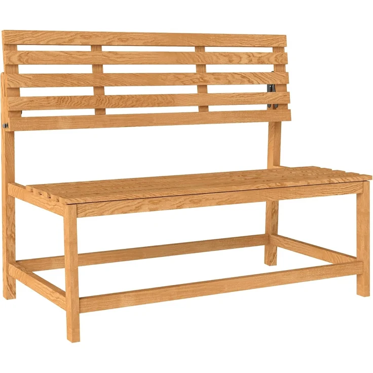 Outsunny Bank 2-Sitzer, UV-Beständig, mit Umwandelbare Rückenlehnen (wetterfest Sitzbank, 1-St, Gartenbank Holz), 240kg belastbar, für Balkon Terrasse, Garten, 110x61x89cm, Teak – Bild 1