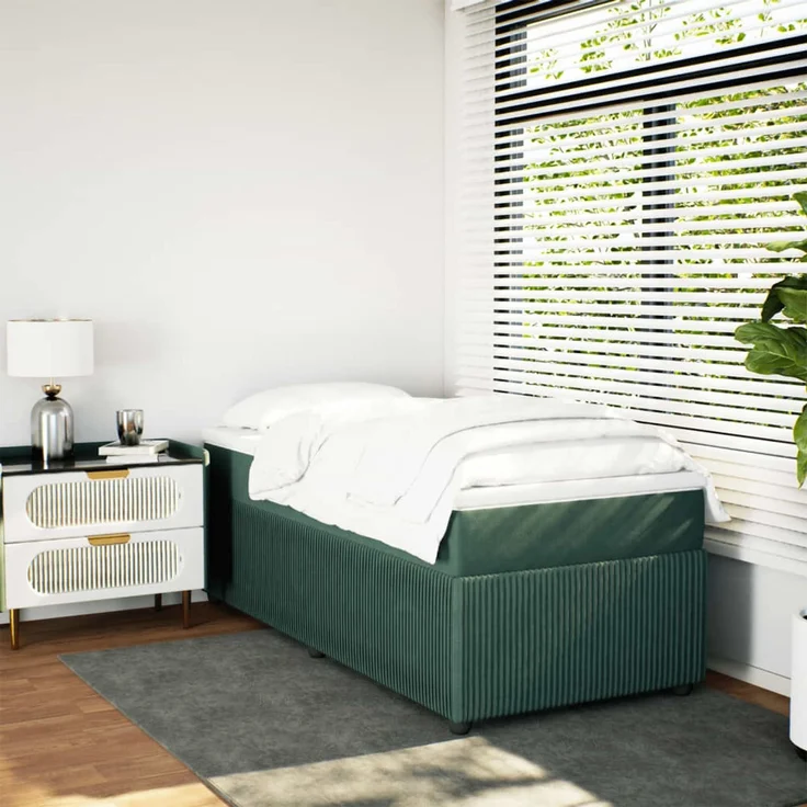 vidaXL Boxspringbett mit Matratze Dunkelgrün 80x200 cm Samt 3285605 – Bild 3