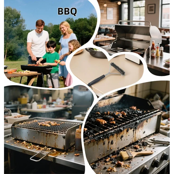 1er-Pack Grillbürste, 30 cm Edelstahl, Y-förmig, extra breiter Bürstenkopf – Bild 5