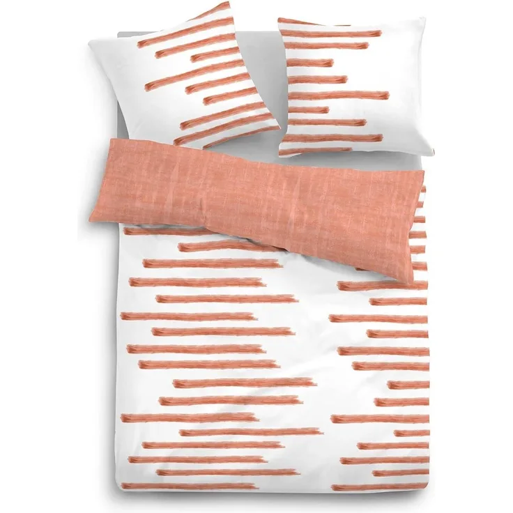 Tom Tailor Satin Wendebettwäsche Streifen, Größe 135x200/80x80 cm, rosé