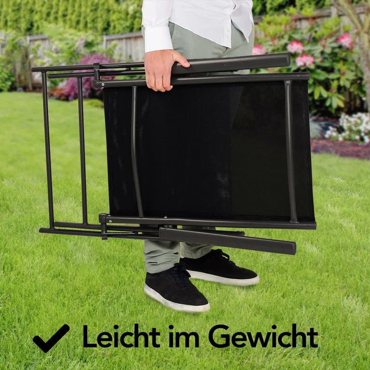 Brixy Gartenstuhl - 2 Stück - 7 verstellbare Ständer - Zusammenklappbar - Garten oder Balkon - Wetterfest - Textilien - Schwarz – Bild 6