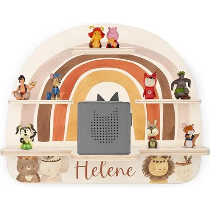 KIDSMOOD - Personalisiertes Tonie Regal für Kinderzimmer | Regenbogen Wand-Regal mit genügend Platz für Tonie-Hör-Figuren, Aussparung für Tonie-Musikbox & Kabelmanagement, Tonie Regal Mädchen & Jungen – Bild 2