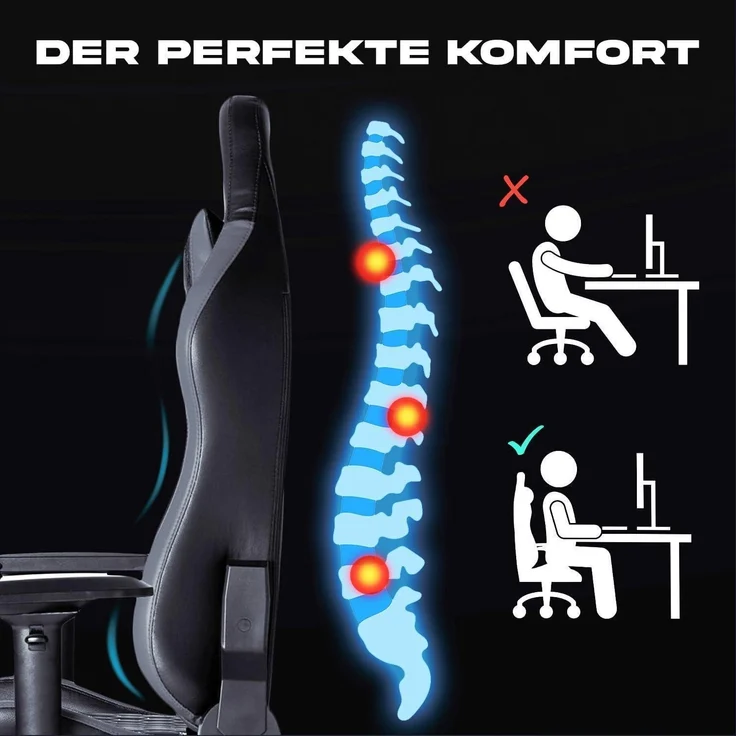 KLIM Esports Gaming Stuhl Lila mit Lenden- und Nackenstütze – Bild 6