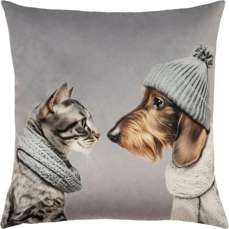 PAD Kissenhülle Kissenhülle Cat Loves Dog Light Grey (45x45cm)