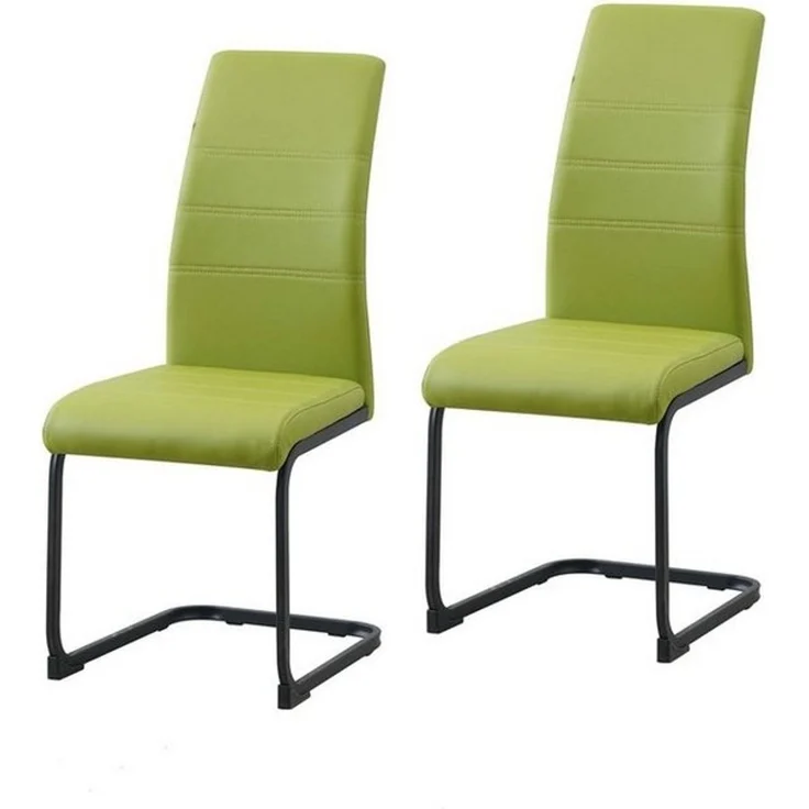 HTI-Line Freischwinger Schwingstuhl 2er Set PU grün SallyP (Set, 2 St), Freischwinger Esszimmerstuhl Kunstleder – Bild 4