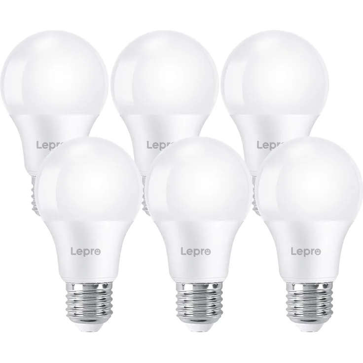 Lepro E27 LED Kaltweiss Glühbirne, 8.5 Watt 806 Lumen LED Lampe E27, ersetzt 60W Birne, A60 Leuchtmittel, 6500 Kelvin Kaltweiß LED Glühlampen, 160° Abstrahlwinkel Energiesparlampe, 6 Stück