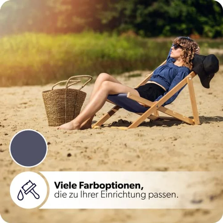 Kadax Holzliegestuhl, Dunkelblau, klappbar, Buchenholz, 53x78 cm, für bis zu 120 kg, UV- und feuchtigkeitsresistent, modernes Design – Bild 6
