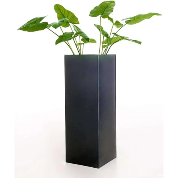 VIVANNO Pflanzkübel Zink BLOCK Säule, Anthrazit Matt 29 x 29 x 80 cm (mit Einsatz) – Bild 7
