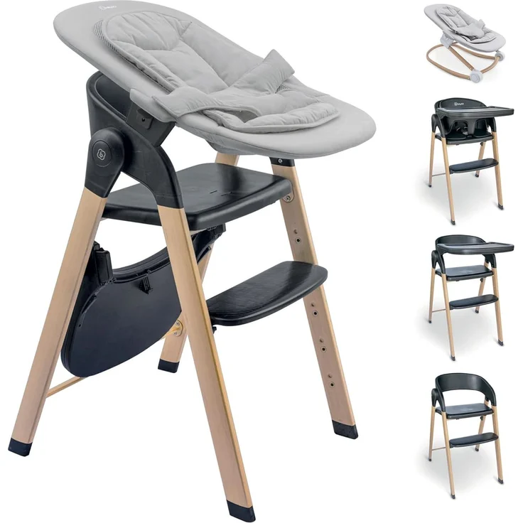 BabyGO Levels Hochstuhl-Set Kinderhochstuhl schwarz mit Bouncer – Bild 1