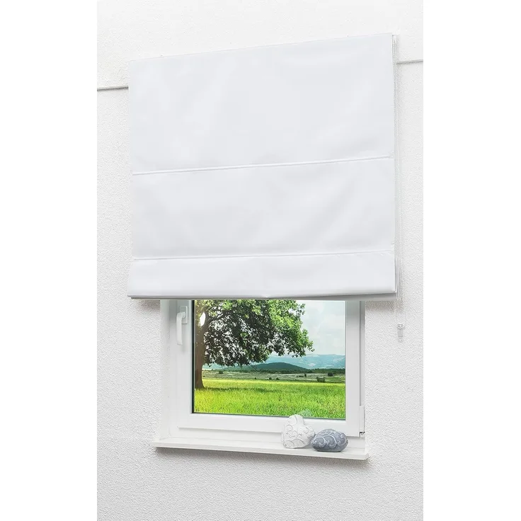 Lysel Outlet Raffrollo weiß, abdunkelnd mit Kettenzug, Maße: (Bx H) 80cm * 180cm