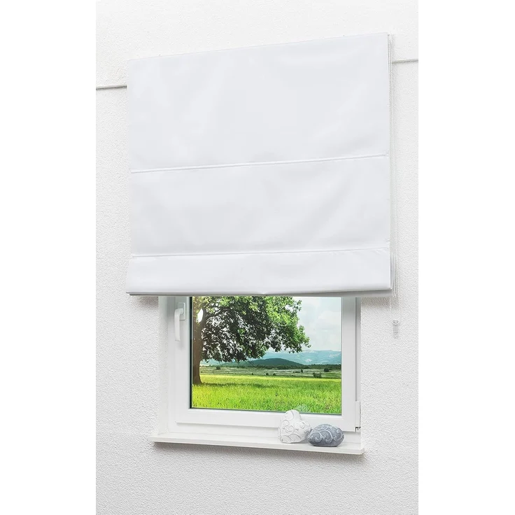 Lysel Outlet Raffrollo weiß, abdunkelnd mit Kettenzug, Maße: (Bx H) 80cm * 180cm