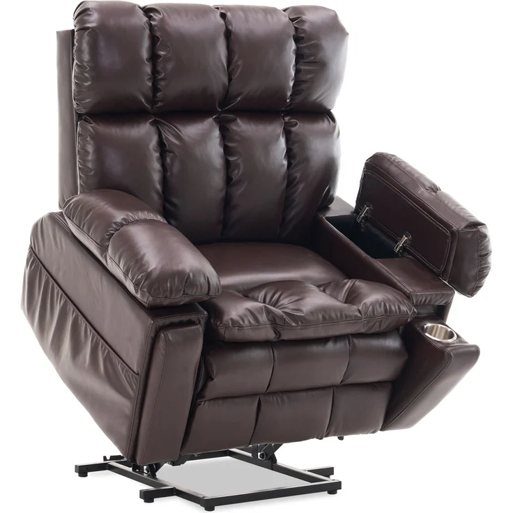 Sessel 109 x 107 x 109 cm (B x T x H), brauner Flanellstoff, elektrisch verstellbar mit Aufstehhilfe, 1 Stück – Bild 5