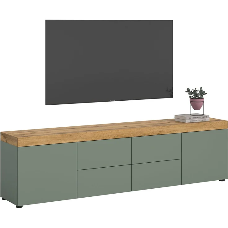 OTTO home Lowboard MAMBO, TOPSELLER!, Breite 200cm, 2 Türen, 4 Schubkästen, push-2-open (1 St, 2 farbige Ausführung, in verschiedenen Farben erhältlich), Lowboard, TV Unterschrank, Tv-Schrank, Wohnzimmer – Bild 5