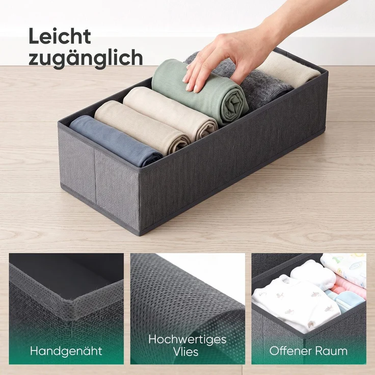 Sekey Aufbewahrungsbox Schubladen Organizer aus Vliesstoff Faltbare Aufbewahrungsboxen ohne Fächer für HEMNES 108(4 Fächer) – Bild 5