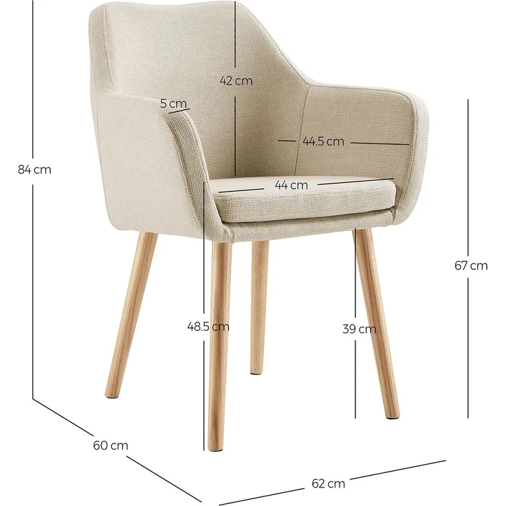 SalesFever Armlehnstuhl aus Strukturstoff – Massivholz-Eichenbeine, skandinavisches Design – Bild 8