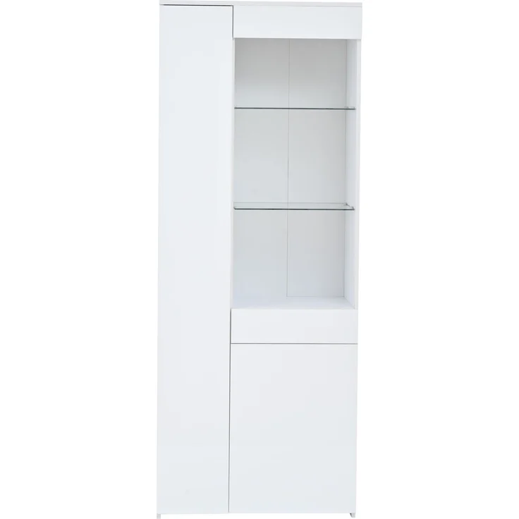 DESVIAE Vitrine mit LED-Beleuchtung und Schublade 70x180x35 cm Spanplatte Weiß – Bild 8