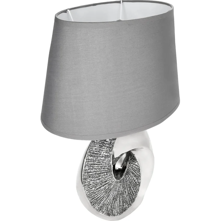 BRUBAKER Nachttischlampe 2er Set Tischlampe Stein Ring Silber, ohne Leuchtmittel, 2x Moderne Tischleuchten mit Keramikfuß, Höhe 42,5 cm – Bild 3
