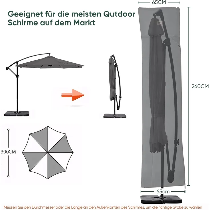 Sekey® Schutzhülle für Ampelschirm,Abdeckhauben für Sonnenschirm – Bild 2