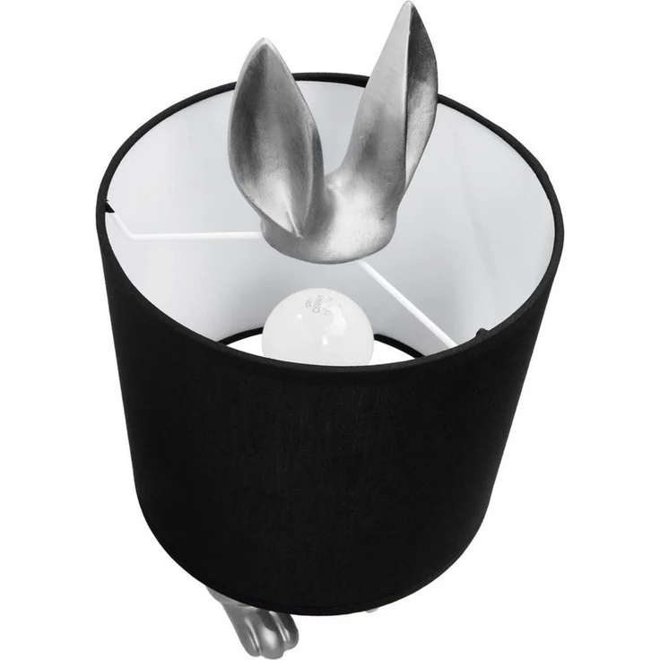 BRUBAKER Nachttischlampe Tischleuchte Hase Gold oder Silber - Tischlampe mit Lampenschirm, ohne Leuchtmittel, Motiv Lampe mit Keramikfuß, Höhe 42 cm – Bild 3