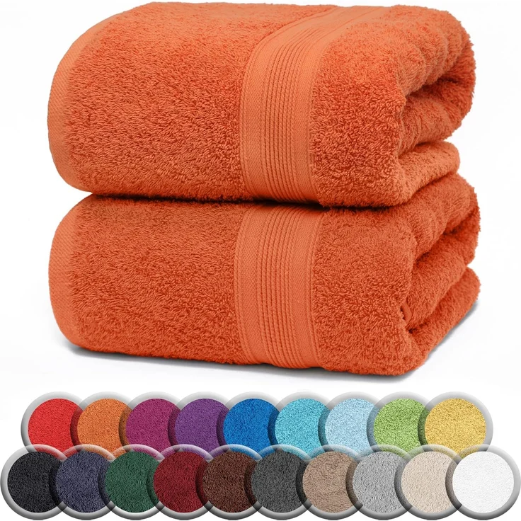 NatureMark 2er Pack SAUNATÜCHER/BADETÜCHER – Premium Qualität 80x200 cm – Sauna-Handtuch 100% Baumwolle – Farbe: Terrakotta