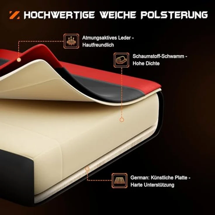 DUMOS Gaming Stuhl Ergonomischer Gaming Stuhl mit Fußstütze Atmungsaktiver PC Stuhl mit verstellbare Lendenkissen Kopfkissen und Armlehnen 150 kg Belastbarkeit Drehsessel – Bild 8