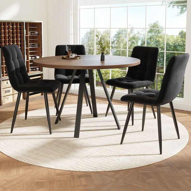 Quadratischer Esstisch 80×80 cm, MDF Tischplatte mit stabilen Metallbeinen, kompakter Küchentisch, Arbeits- und Studiertisch, multifunktional