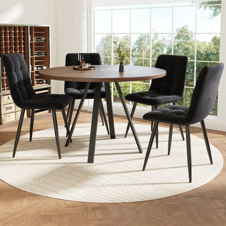 Quadratischer Esstisch 80×80 cm, MDF Tischplatte mit stabilen Metallbeinen, kompakter Küchentisch, Arbeits- und Studiertisch, multifunktional – Bild 1