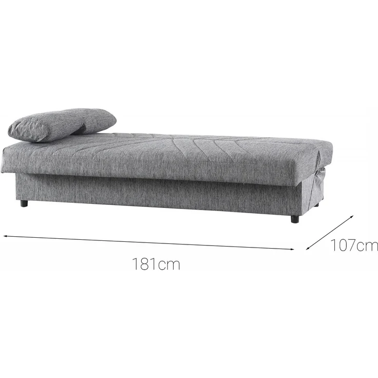 Dmora 3-Sitzer Schlafsofa Apicella, Sofa mit Stauraum und 2 Kissen inklusive, Wohnzimmersofa aus Stoff mit Klick-Klack-Öffnung, 181 x 81 x 88 cm, Grau – Bild 9