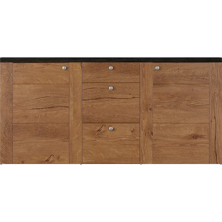 Home affaire Sideboard Larona, zeitlose Kommode mit 2 Türen, 3 Schubkästen, Türkommode, Höhe 84 cm, viel Stauraum, Anrichte mit dekorativer Rahmenoptik – Bild 2