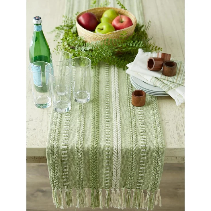 DII Farmhouse Braided Stripe Tischläufer-Kollektion, Baumwolle, antik-grün, 15x108 – Bild 5