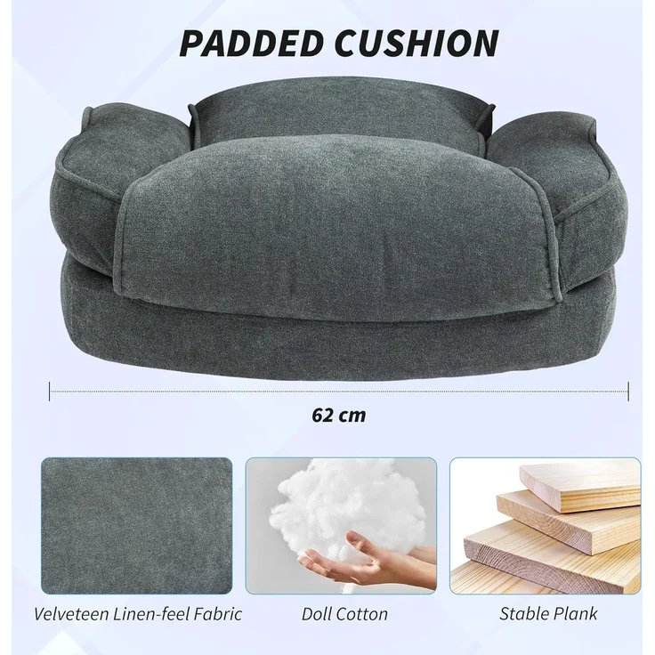 HOMCOM Bürostuhl Ergonomisch Schreibtischstuhl mit Wippfunktion, Leinenoptik (Computerstuhl, 1 St), bis 200 kg belastbat, für Home-Office, Grau – Bild 8