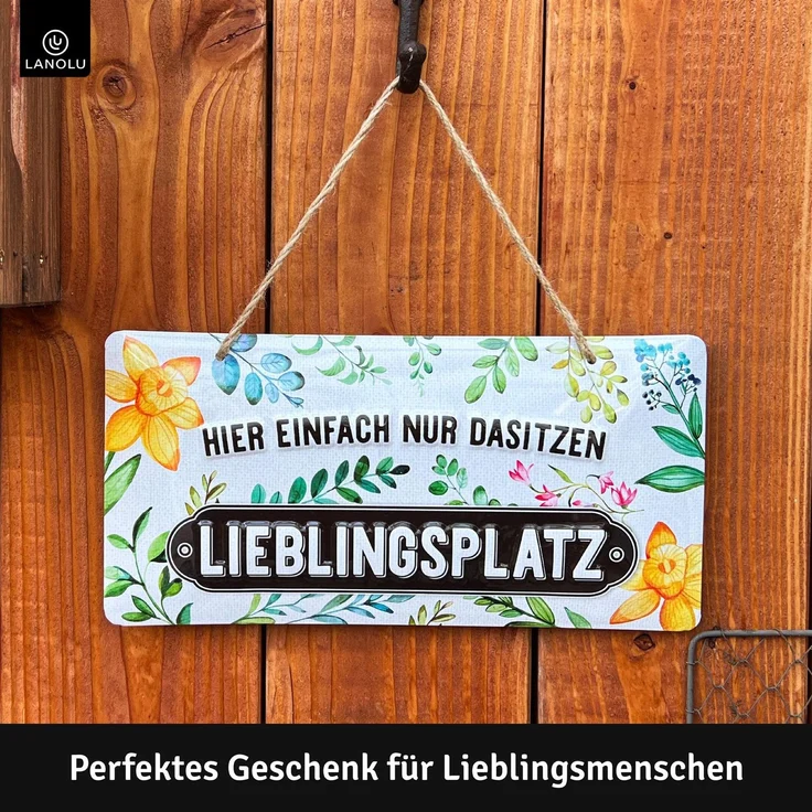 LANOLU Blechschild Lieblingsplatz quer - 16x32cm – Metall – Mehrfarbig – 16114 – Bild 2