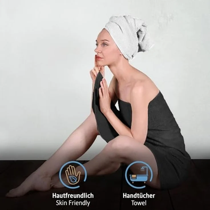 Komfortec Handtuch Set aus 100% Baumwolle, 4 Handtücher 50x100 cm und 4 Badetücher 70x140 cm, Frottee (Packung, 8-St), Duschtücher & Badehandtuch, Weich, Towel, Groß – Bild 4
