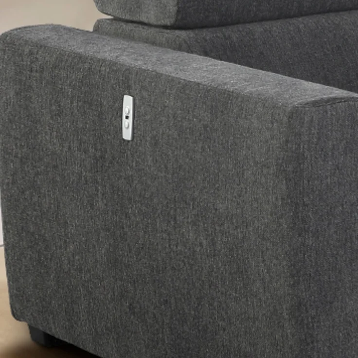 Ecksofa elektrisch ausfahrbar verstellbar Couch Kopflehne Bettkasten Dunkelgrau – Bild 5