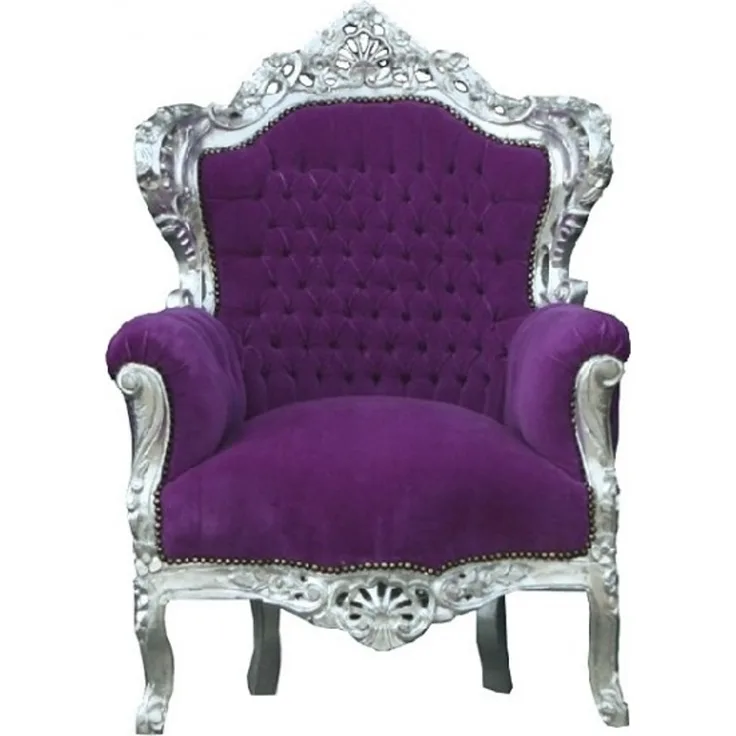 Casa Padrino Barock Sessel "King" Lila/Silber