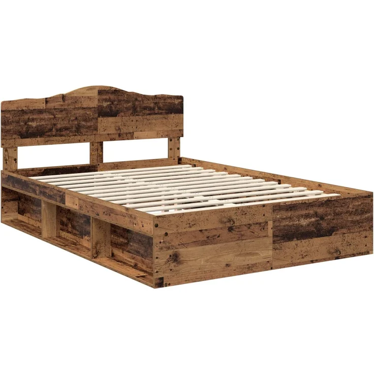 vidaXL Bettrahmen Altholz 140 x 190 cm Massives Kiefernholz 3412905 – Bild 3