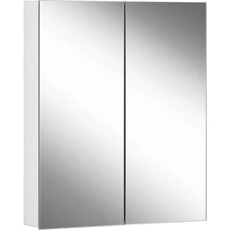 Schneider EASY Line Comfort Spiegelschrank, 2 Doppelspiegeltüren, Steckdose links, 60 x 70 x 12 cm, 177. 063, Ausführung: EU-Norm/Korpus weiss - 177. 063. 02. 02