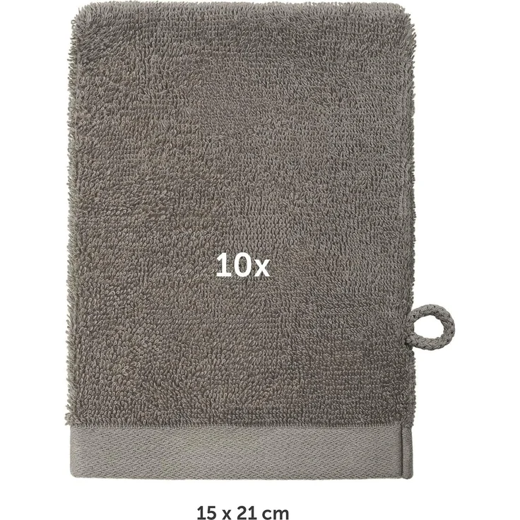 Blumtal Waschhandschuh 10er Set aus Frottee 15x20 cm - weich und saugstark, (Set), mit modischer Bordüre und praktischer Aufhängeschlaufe, 100% Baumwolle – Bild 2