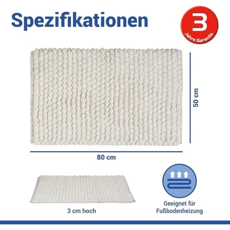 WENKO SOLIVO Badteppich 50 x 80 cm, Weiß – Bild 3