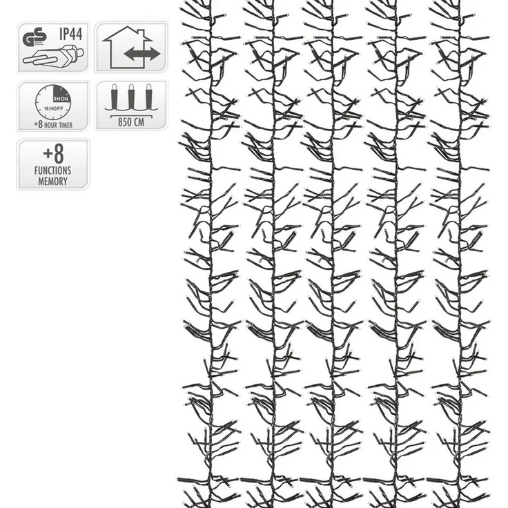 ECD Germany LED-Lichterkette Weihnachtsbeleuchtung Weihnachtslichterkette Christbaumbeleuchtung, Cluster Lichterkette 1152 LEDs 8,5m für Innen & Außen IP44 Warmweiß – Bild 3