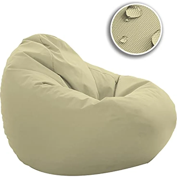 HomeIdeal - Sitzsack XXL Bodenkissen für Erwachsene & Kinder - Geeignet für Gaming oder Entspannen - Indoor wie Outdoor da er Wasserfest ist - mit EPS Perlen, Farbe:Beige, Größe:XL – Bild 4