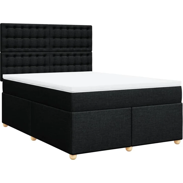 vidaXL Boxspringbett mit Matratze Schwarz 140x200 cm Stoff 3293619 – Bild 3