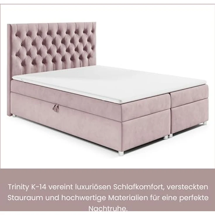 Best For Home Boxbett Trinity K-14, Rosa, 200x200 cm, Boxspringbett mit Bettkasten und 18 cm Matratzenhöhe – Bild 6