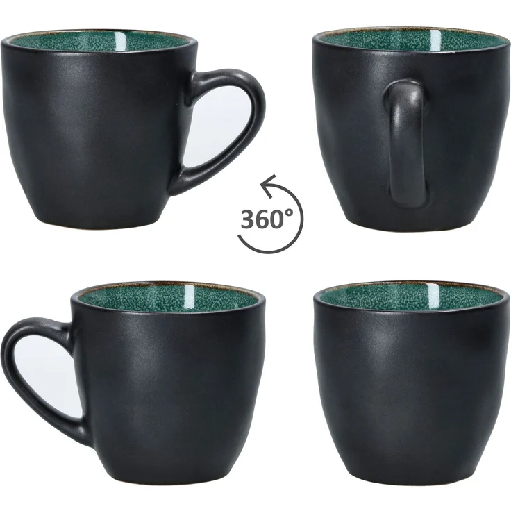 18tlg. Kaffeeservice Reactive Glaze Green Steingut Kuchen-Teller Tasse Mint-Grün – Bild 6