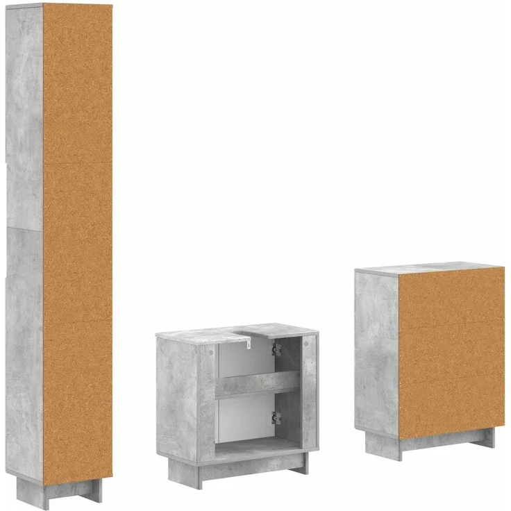 vidaXL 3-teiliges Badezimmer-Schranksystem EDE Betongrau Holzwerkstoff 3417417 – Bild 6