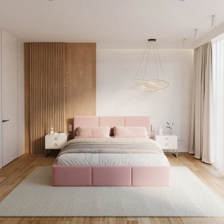 thematys Polsterbett mit Bettkasten & Lattenrost + viel Stauraum 200x200cm, mit 28 cm 7-Zonen-Wende-Taschenfederkern H3/H4, Samt, mit hydraulischer Klappfunktion, Rosa – Bild 3