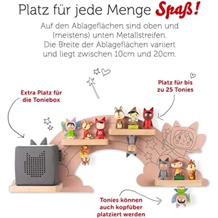 Tonies Toniebox Regal Wandregal - Hinter dem Regenbogen, Feenrosa, Massivholz, Buche – Bild 4