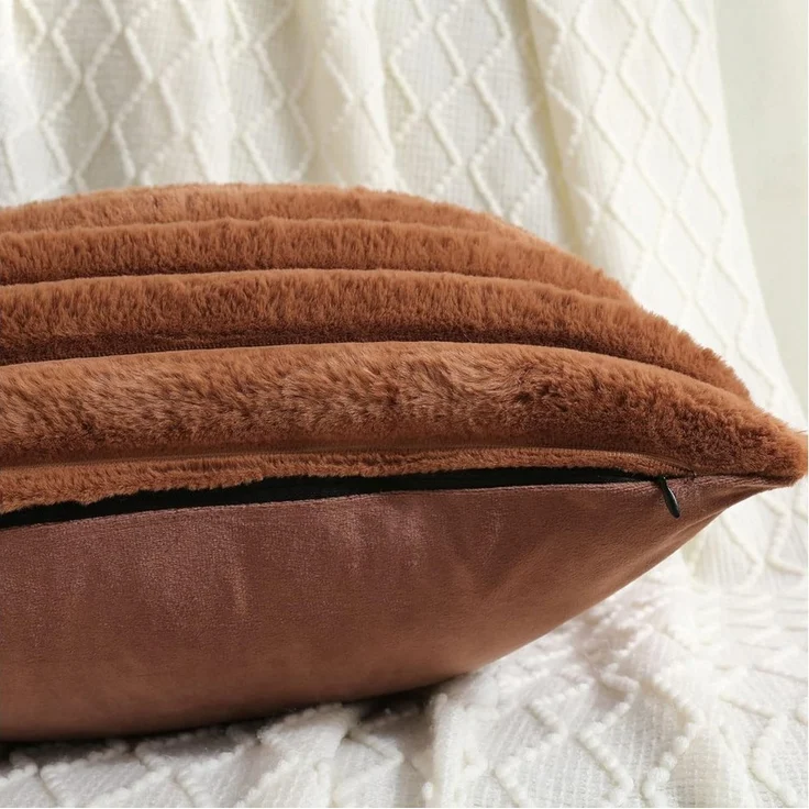 OKWISH Kissenbezüge 2er Set Flauschig Plüsch Deko Dekokissen Sofakissen Zierkissenbezüge, (2 Stück), 45x45cm Sofakissen Couchkissen Bezug Sofa Schlafzimmer Reißverschluss – Bild 2
