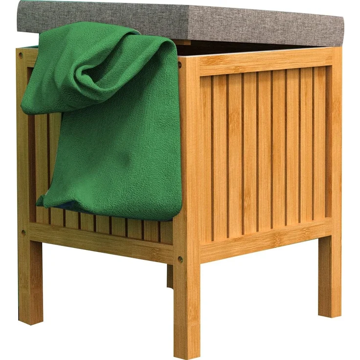 EISL 2-in-1 Wäschekorb mit Sitzkissen Bambus 39x39x52,5 cm 438814 – Bild 1