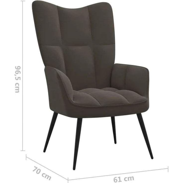 vidaXL Relaxsessel mit Hocker Dunkelgrau Samt [328085] – Bild 10